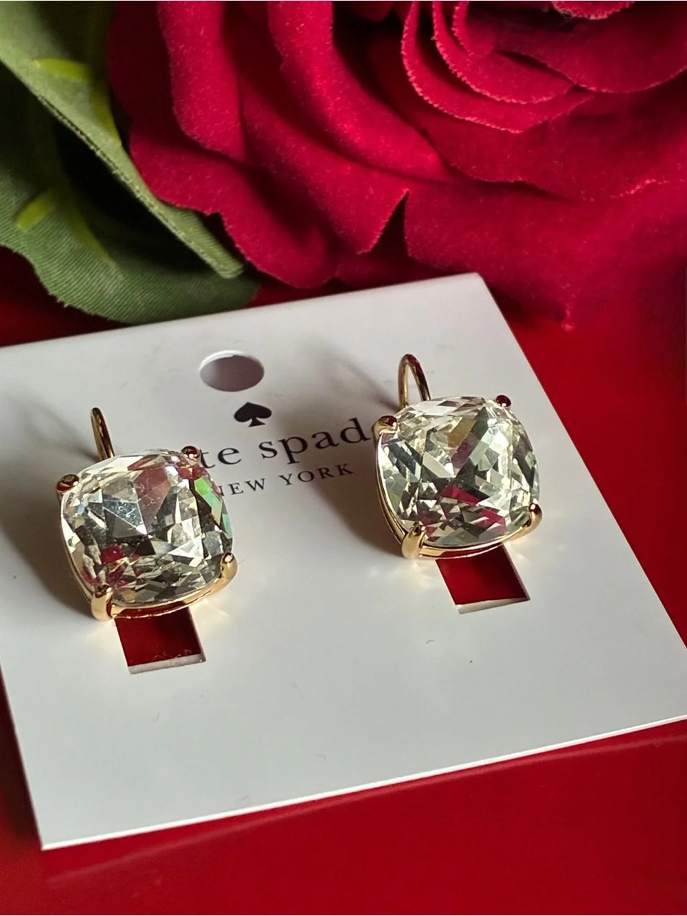 kate spade New York Gold Crystal Drop Earrings - Clear